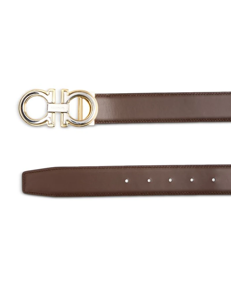 Men's Double Gancini Leather Belt