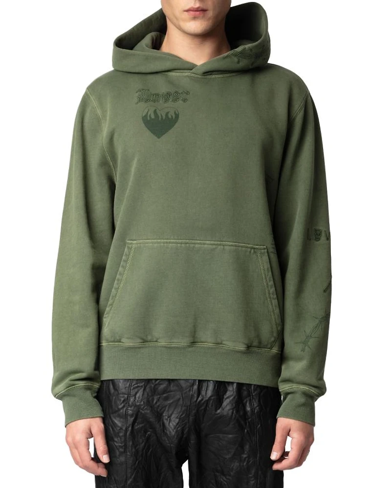 Sanchi Cotton Fleece Tattoo Printed Hoodie