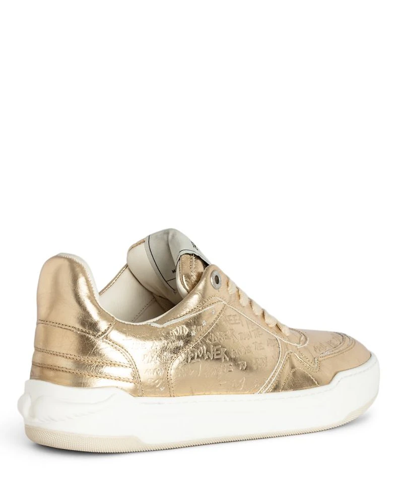 Women's Wings Vintage Metallic Gold Graffiti Sneakers