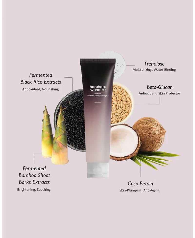 Unscented Black Rice Triple AHA Gentle Cleansing Gel