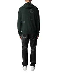 Clash Merino Wool & Cashmere Tattoo Embroidered Hooded Cardigan
