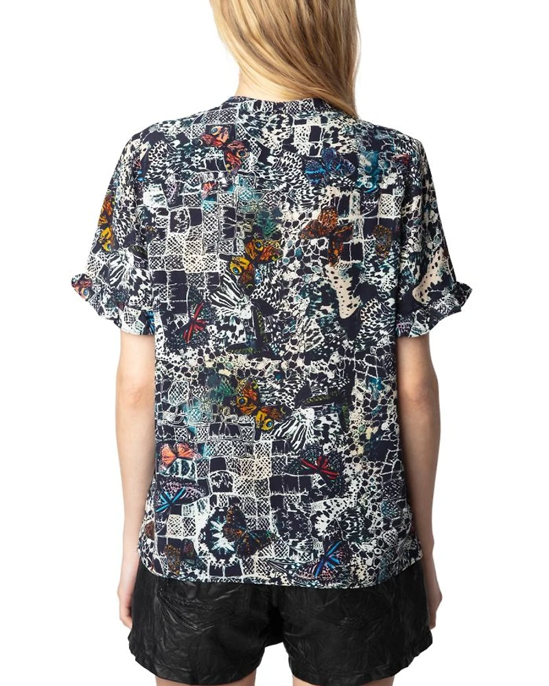 Tafiz Soft Butterfly Print Top