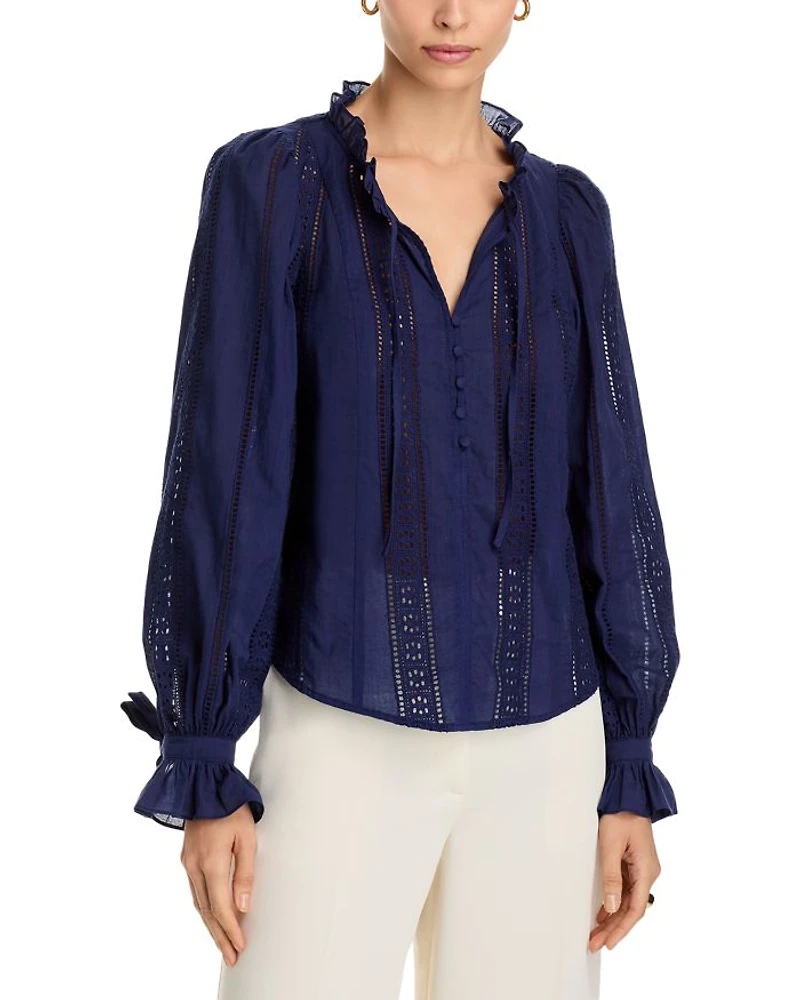 Cotton Lace Inset Blouse - Exclusive