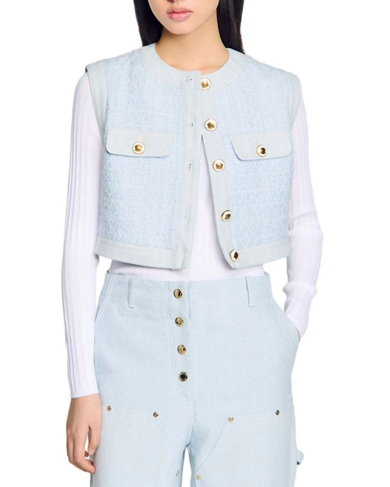 Ribbed Sweater with Tunisian Collar