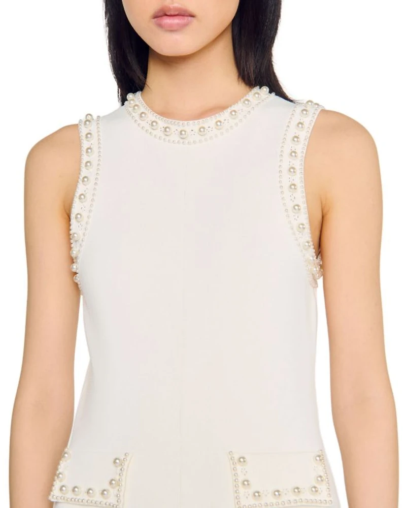 Pearl Bead Knit Maxi Dress