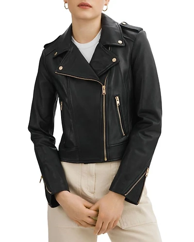 Donna Fitted Leather Biker Jacket
