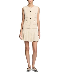 Short Tweed Pleated Skirt