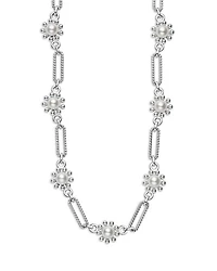 Sterling Silver Luna Cultured Pearl Fleur Link Necklace, 18"