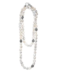 Sterling Silver Luna Keshi Pearl & Caviar Bead Long Strand Necklace, 34"