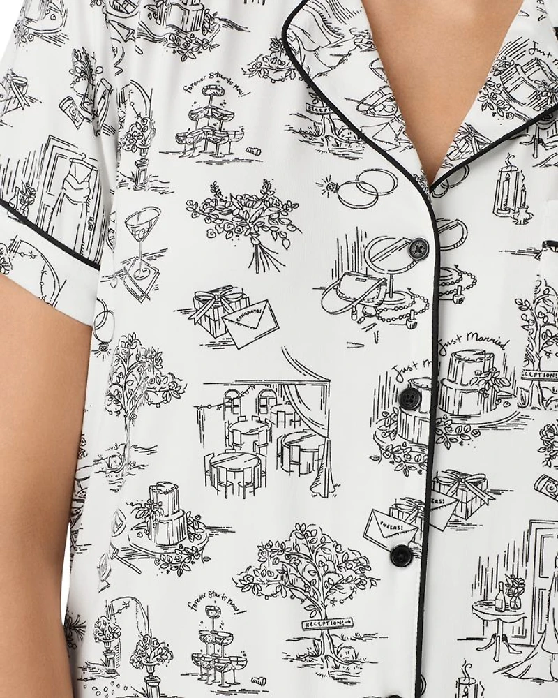 Printed Short Sleeve Boxer Pajama Set
