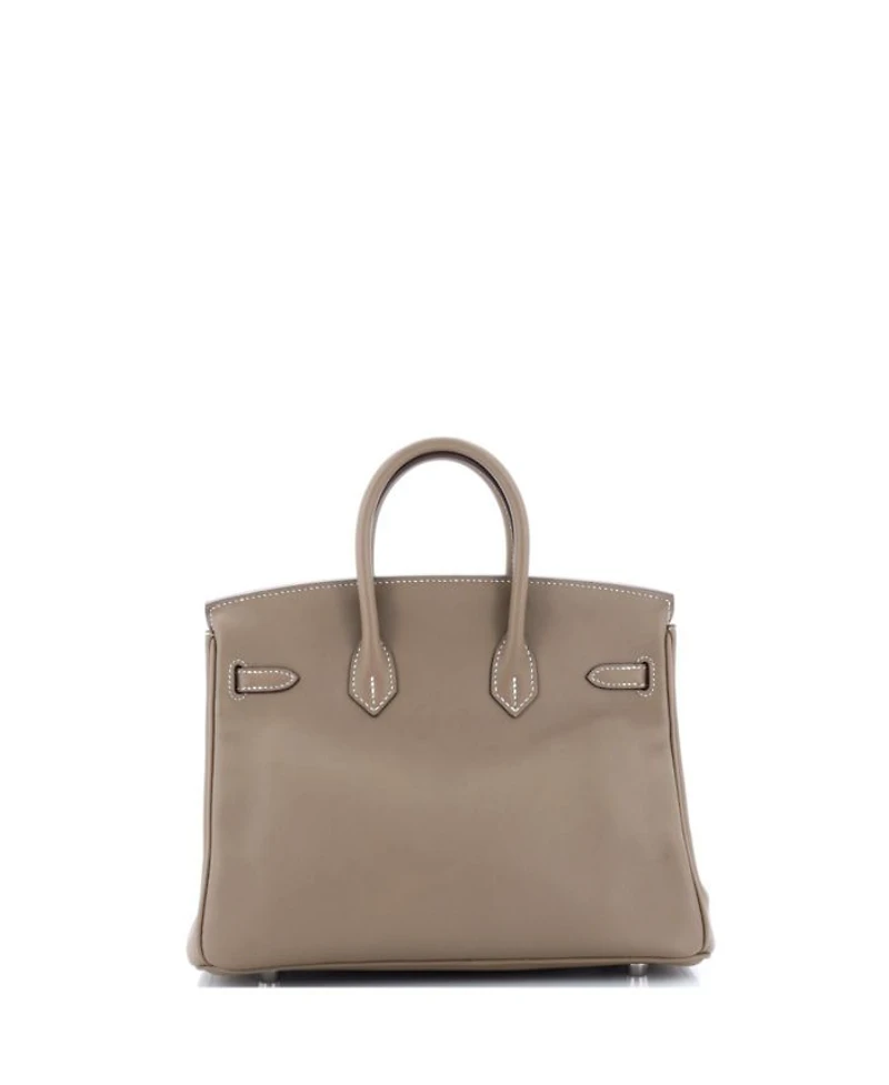 Pre-Owned HERMES Birkin 25 Handbag Grey Swift with Palladium Hardware