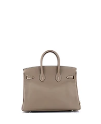 Pre-Owned HERMES Birkin 25 Handbag Grey Swift with Palladium Hardware