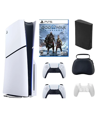 Sony PS5 Playstation 5 Slim Disc Bundle with Accessories, Extra Controller and God of War Game