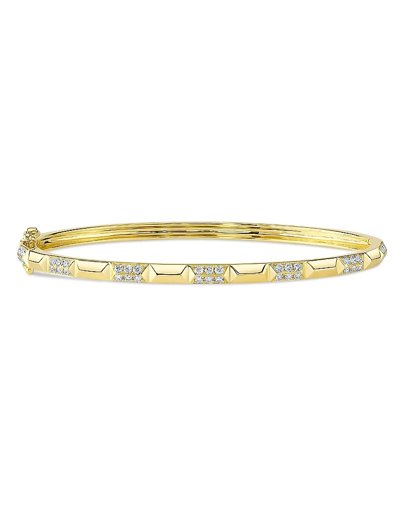 Shy Creation 14K Gold Kate Diamond Pave Geometric Bangle Bracelet