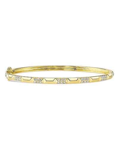 Shy Creation 14K Gold Kate Diamond Pave Geometric Bangle Bracelet