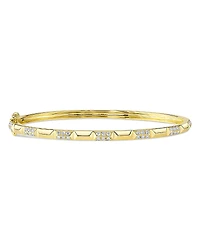 Shy Creation 14K Gold Kate Diamond Pave Geometric Bangle Bracelet