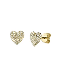 Shy Creation 14K Yellow Gold Kate Diamond Pave Heart Stud Earrings, 0.28 tcw