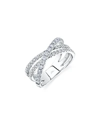 Shy Creation 14K White Gold Kate Diamond Multirow Crossover Ring