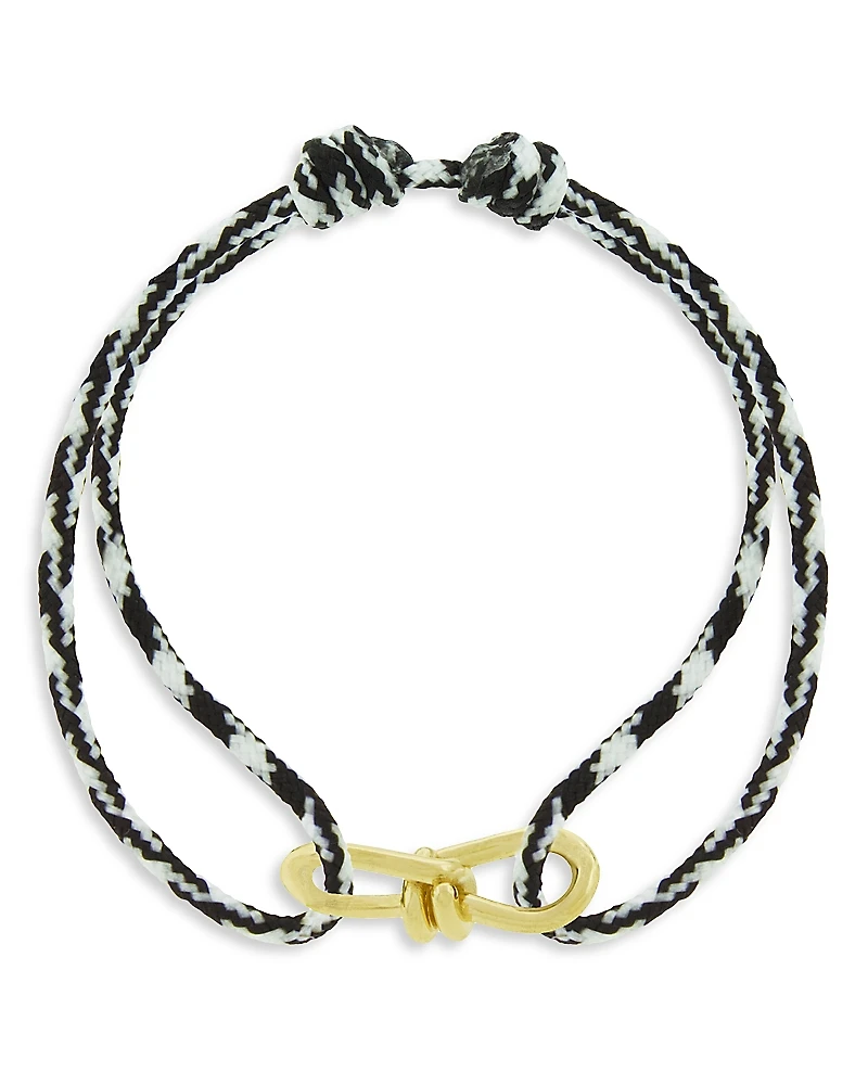Luis Morais Men's 14K Yellow Gold Large Twisted Wire Black & White Cord Bracelet