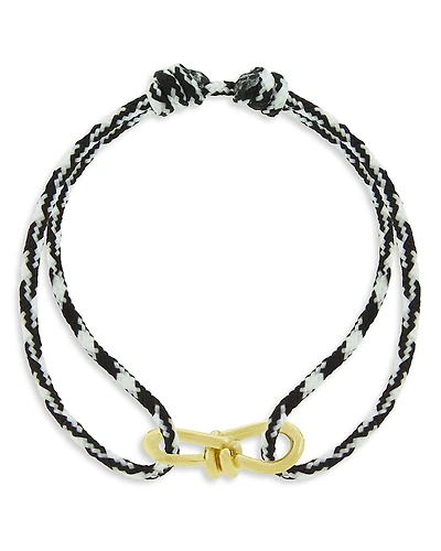 Luis Morais Men's 14K Yellow Gold Large Twisted Wire Black & White Cord Bracelet