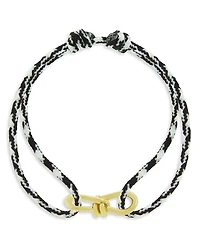 Luis Morais Men's 14K Yellow Gold Large Twisted Wire Black & White Cord Bracelet