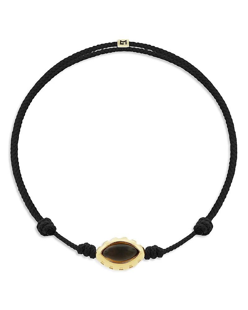 Luis Morais Men's 14K Yellow Gold Citrine Eye of the Idol Black Cord Bracelet