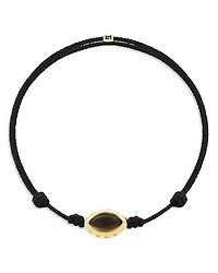 Luis Morais Men's 14K Yellow Gold Citrine Eye of the Idol Black Cord Bracelet