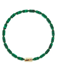 Luis Morais Men's Rainbow Sapphire Twisted Hexagon Malachite Beaded Bracelet