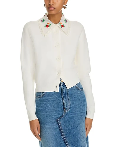 Embroidered Collar Cardigan
