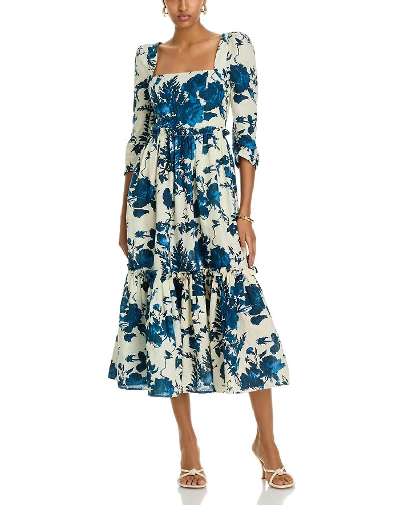 Blue Hill Linen Midi Dress