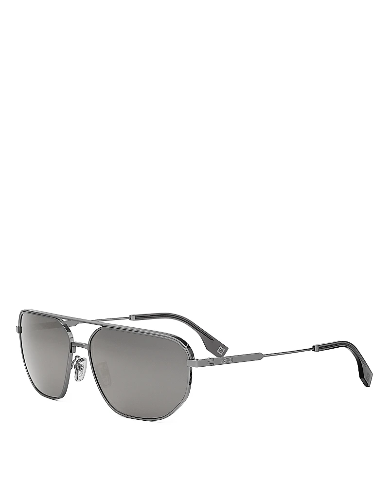 Fendi Travel Rectangular Metal Sunglasses, 61mm