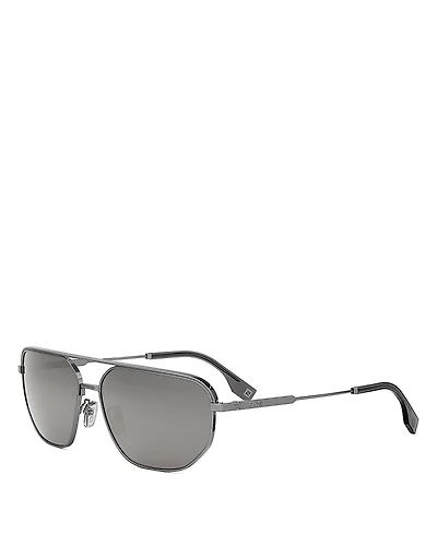 Fendi Travel Rectangular Metal Sunglasses, 61mm