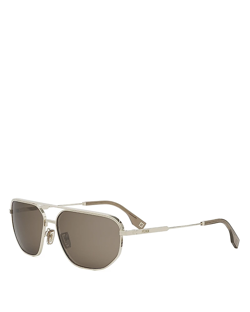 Fendi Travel Rectangular Metal Sunglasses, 61mm