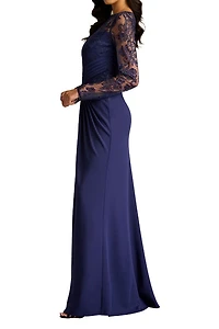Ravina Embroidered Illusion Gown