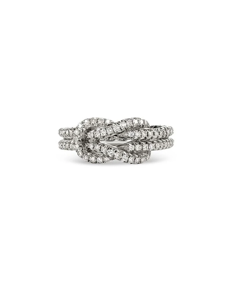 Sterling Silver Love Knot Diamond Ring
