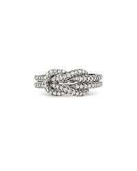 Sterling Silver Love Knot Diamond Ring
