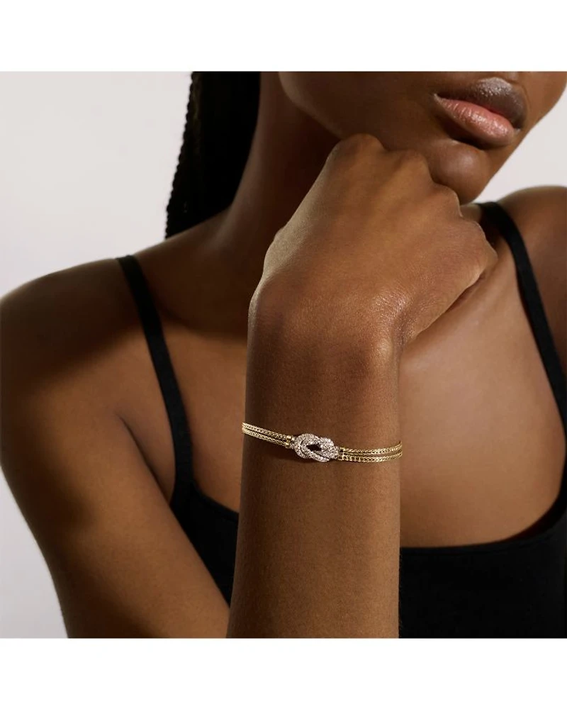 14K Yellow Gold Love Knot Diamond Bracelet