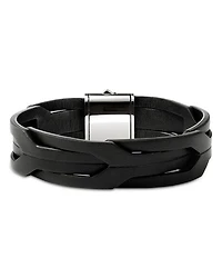 Men's Sterling Silver Icon Braided Leather Bracelet