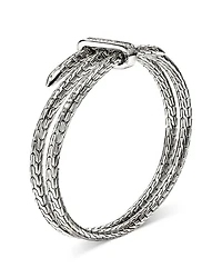 Sterling Silver Spear Diamond Pavé Double Flex Cuff Bracelet