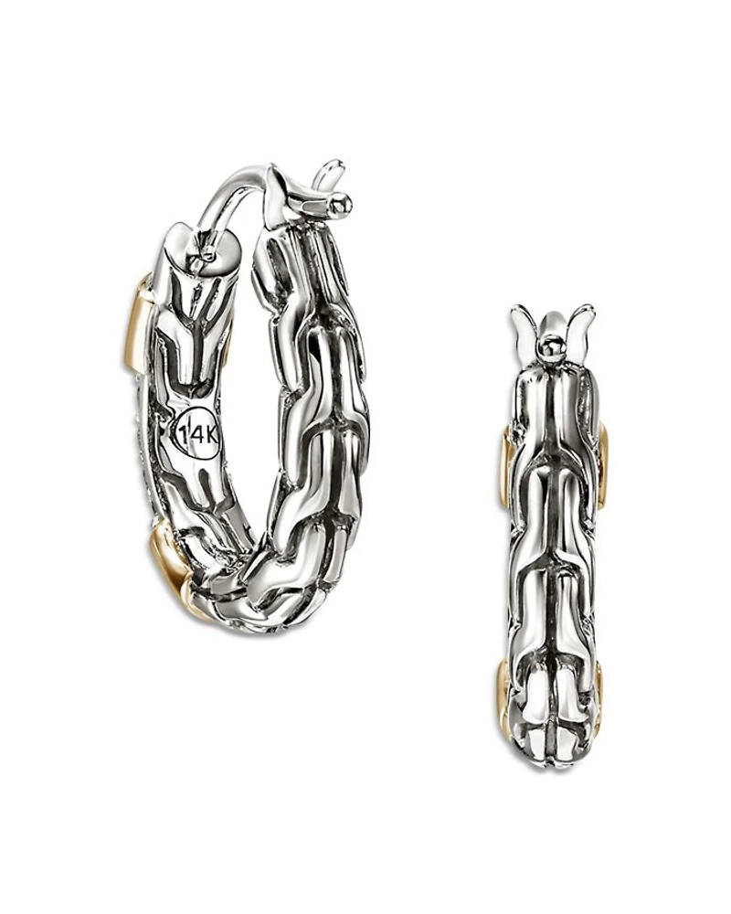 14K Yellow Gold & Sterling Silver JH Essentials Extra Small Hoop Earrings