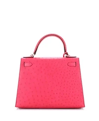Pre-Owned HERMES Pre-Owned Hermes Kelly 28 Handbag Pink Ostrich with Palladium Hardware