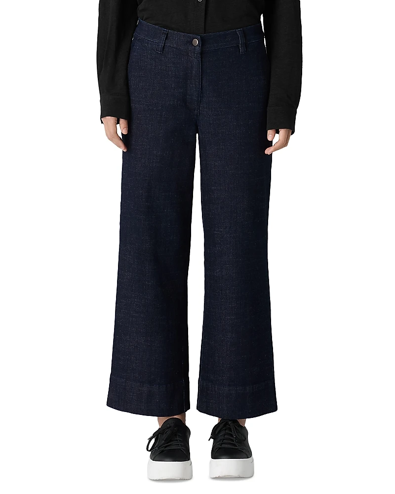 Eileen Fisher Cotton Stretch Denim Wide Leg Jeans