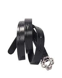 Women's Mock Croc Embossed Leather Belt
