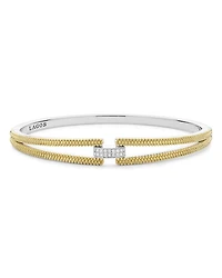 18K Yellow Gold & Sterling Silver Caviar Lux Clip Diamond Pavé Bangle Bracelet