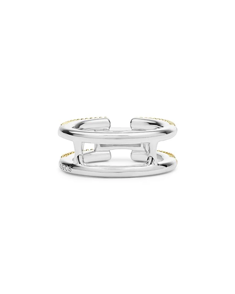 18K Yellow Gold & Sterling Silver Caviar Lux Clip Diamond Pavé Ring - Exclusive