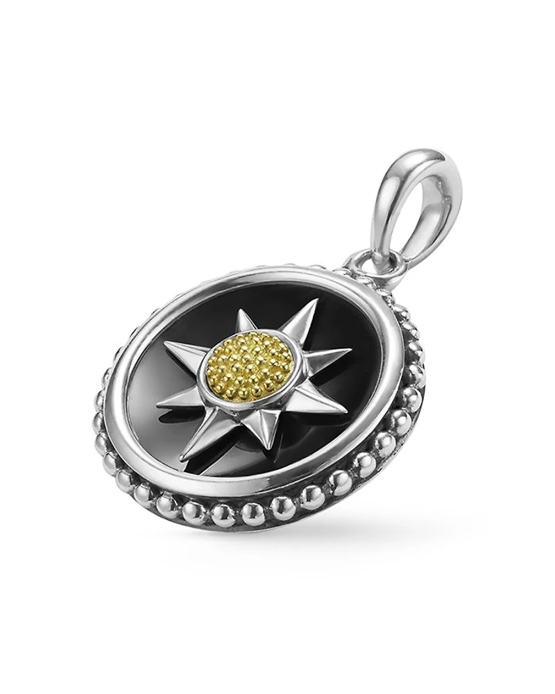 Men's 18K Yellow Gold & Sterling Silver Anthem Black Agate Starburst Amulet Pendant - Exclusive