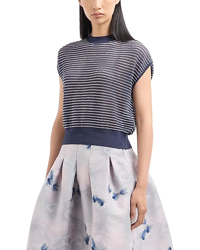 Emporio Armani Striped Cap Sleeve Sweater