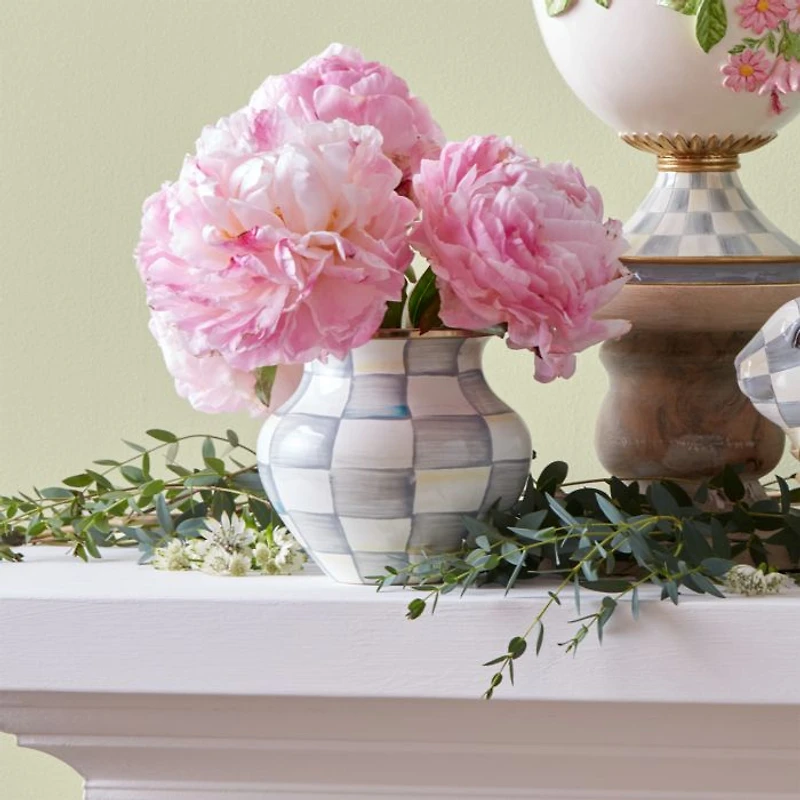 Sterling Check® Enamel Vase