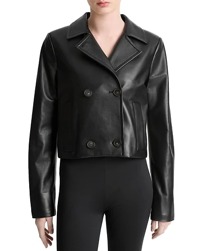 Leather Shrunken Peacoat