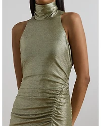 Metallic Sleeveless Turtleneck Gown